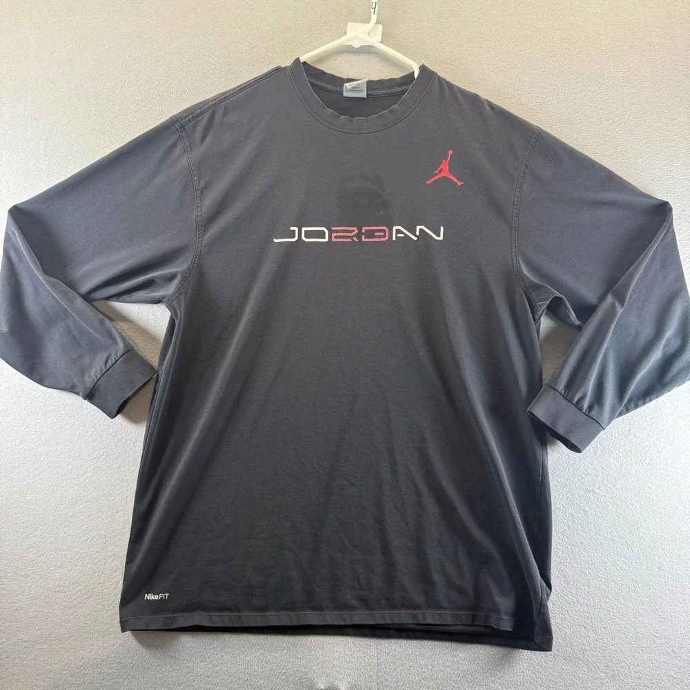 Jordan NikeFIT Long Sleeve Shirt Mens Large Black Jumpman Athletic Tee